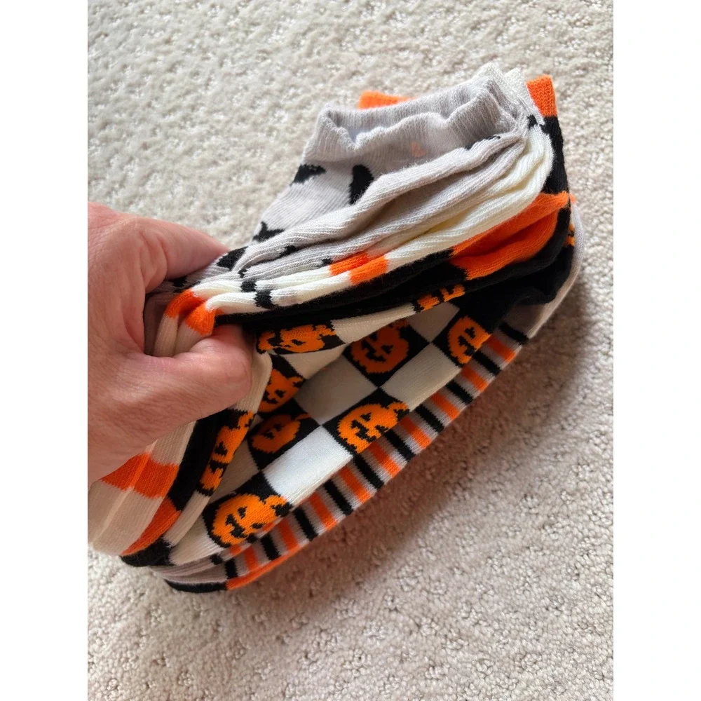Hyde & EEK Boutique Halloween Low Cut Socks 6 Pairs Orange‎ Black Pumpkin 4-10